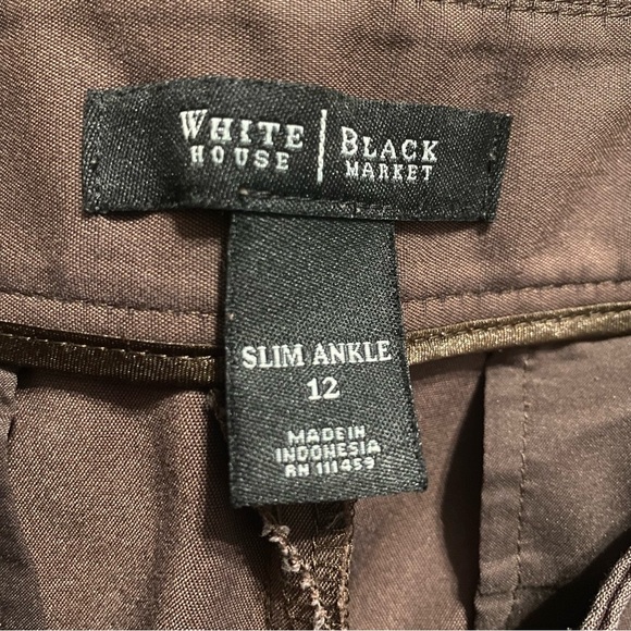 WHBM Brown Side Zip Slim Ankle Cropped Pants - Picture 6 of 6